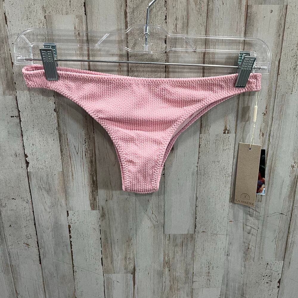 New La Sirene Pink Rosa Troya Crinkle Brazilian Bikini Bottom Cheeky Medium